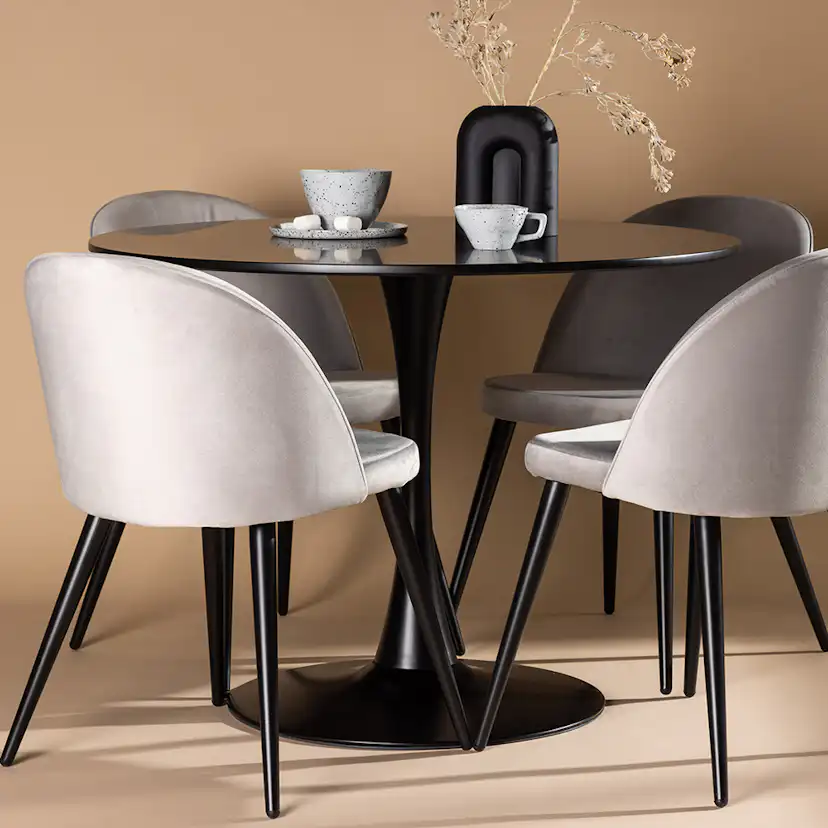 Matgrupp Venture Home Glade Ø 100 cm med 4 Velvet Stolar