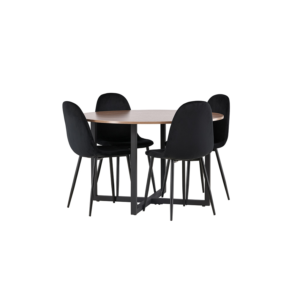 Matgrupp Venture Home Durango Ø 120 cm med 4 Polar Stolar Sammet