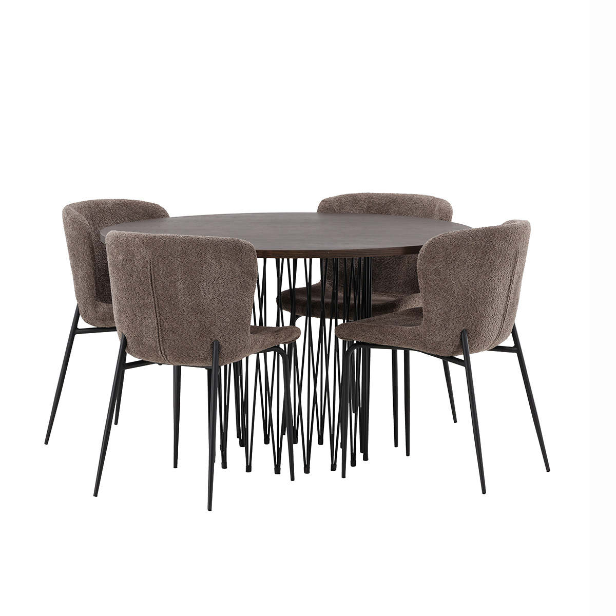 Matgrupp Venture Home Stone Rund med 4 Modesto Stolar