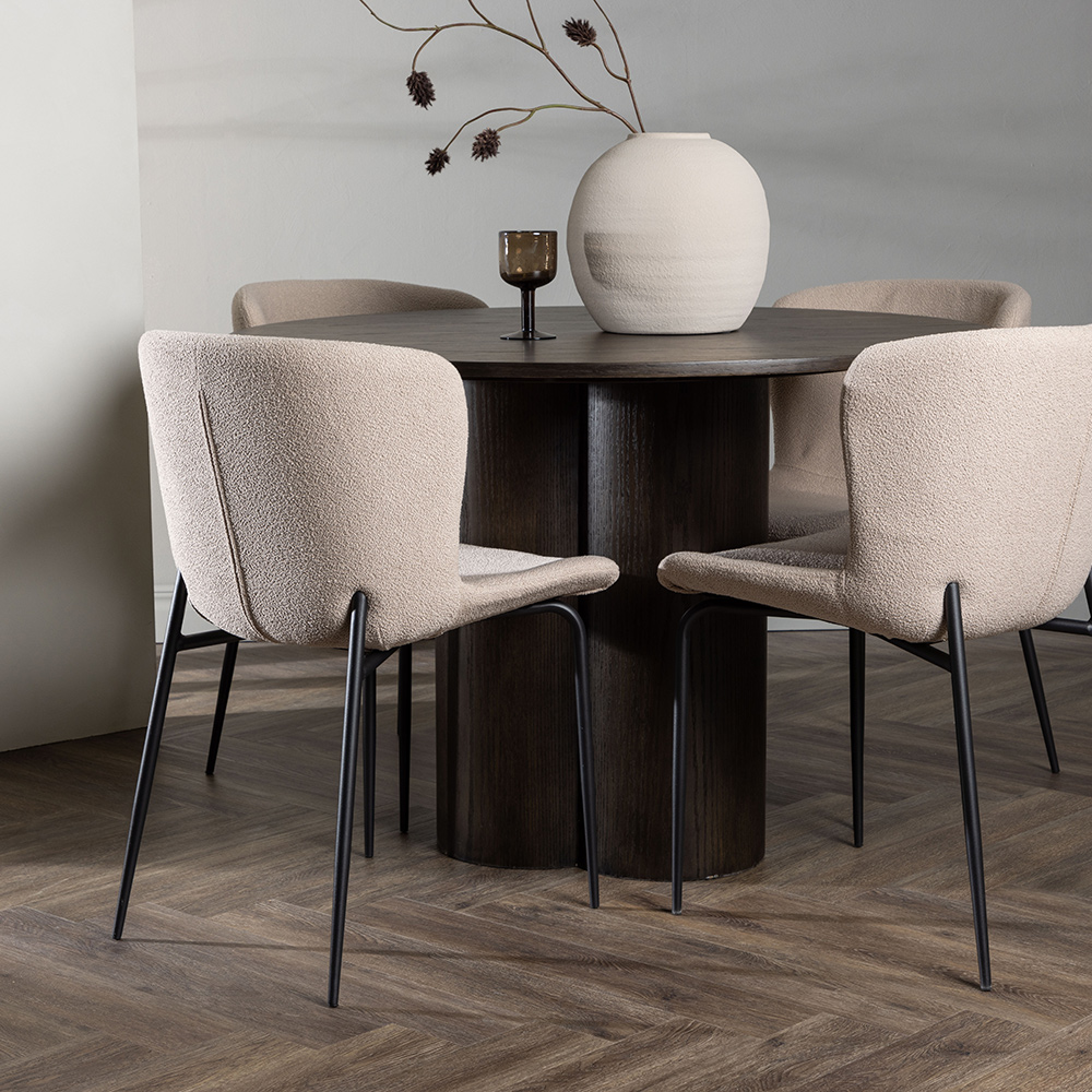 Matgrupp Venture Home Olivia Ø 110 cm med 4 Modesto Stolar