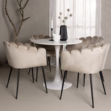 Matgrupp Venture Home Hamden Ø80 cm med 4 Limhamn stolar