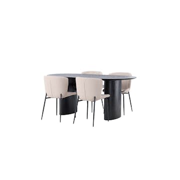 Matgrupp Venture Home Isolde med 4 st Modesto stolar