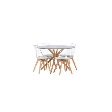 Matgrupp Venture Home Piazza Ø120 cm med 4 st Edvin stolar