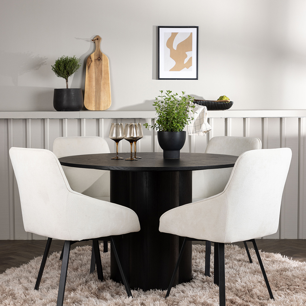 Matgrupp Venture Home Olivia Ø110 cm med 4 st Rosie stolar