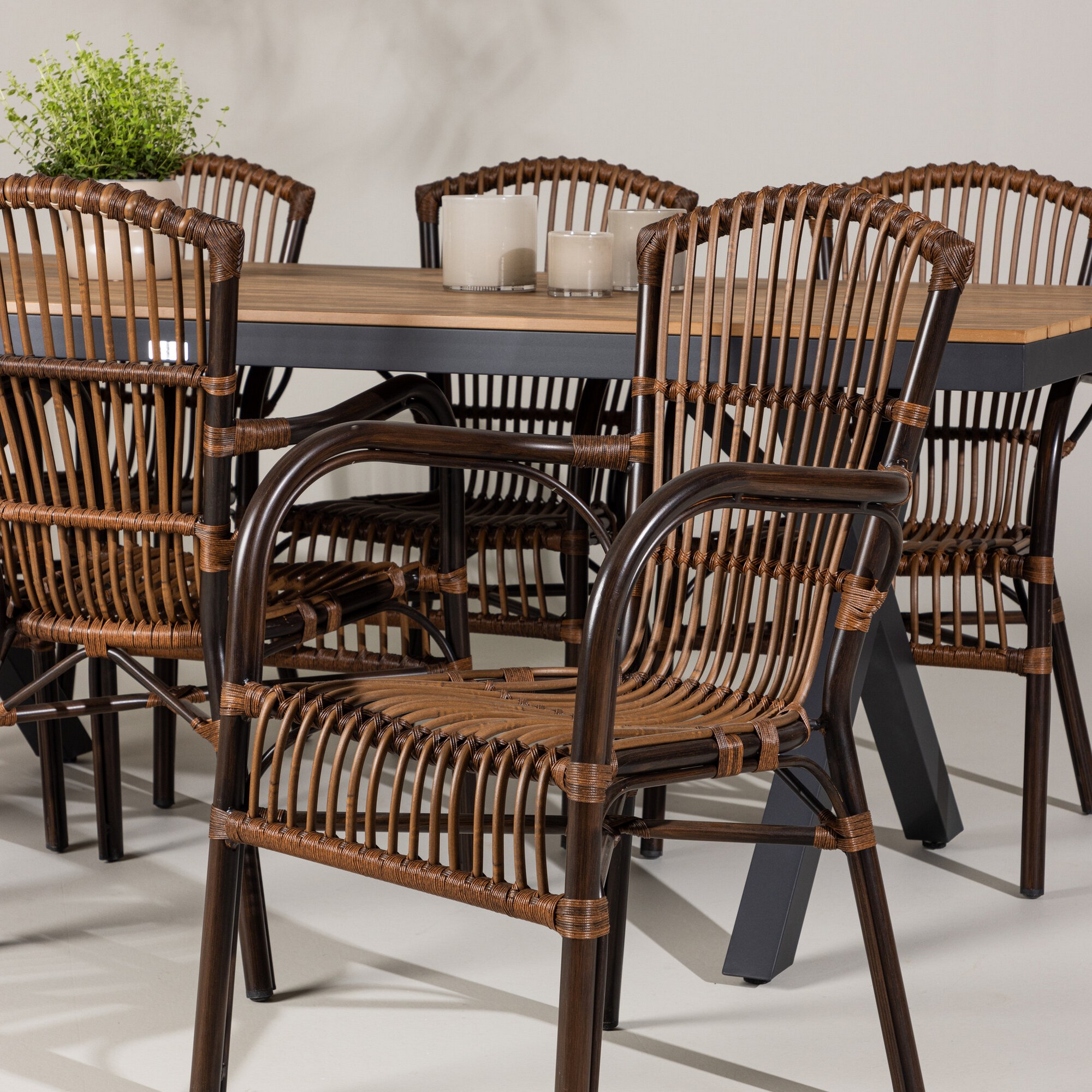 Trädgårdsgrupp Venture Home Garcia med 6 Galera Trädgårdsstolar