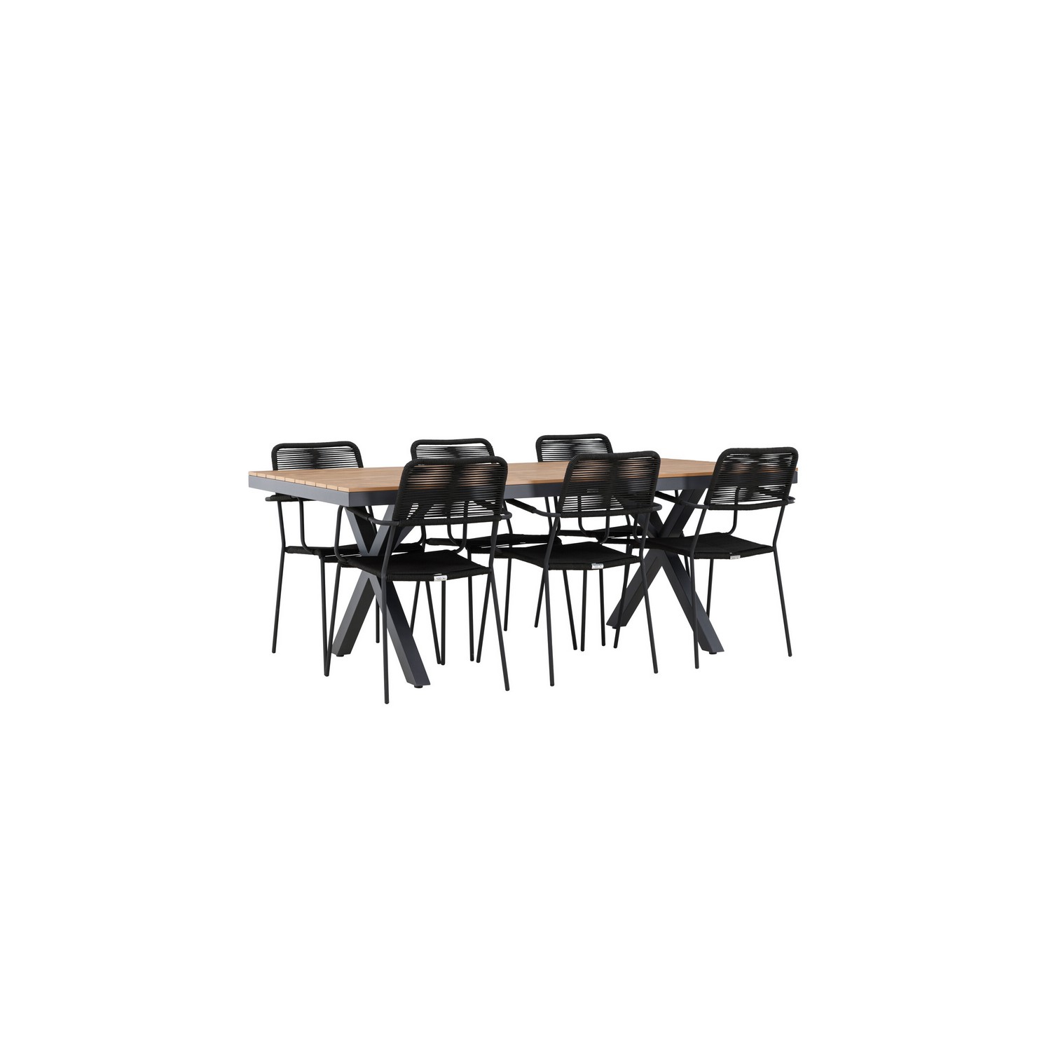 Trädgårdsgrupp Venture Home Garcia med 6 Lindos Trädgårdsstolar