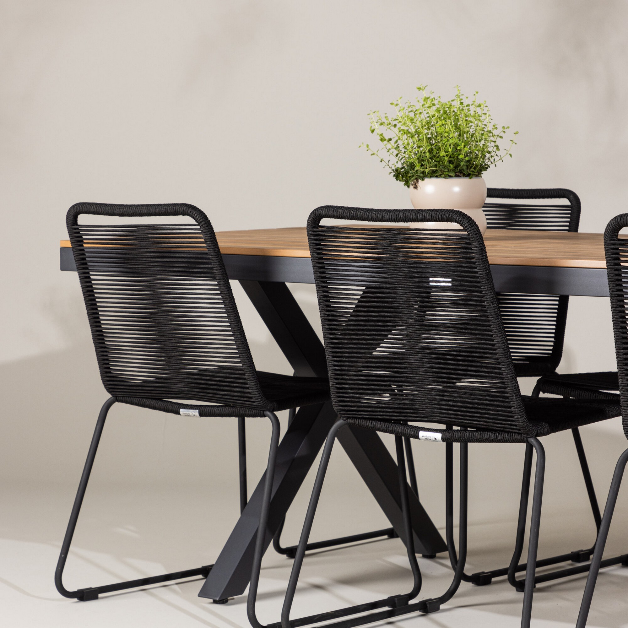 Trädgårdsgrupp Venture Home Garcia med 6 Lindos Trädgårdsstolar