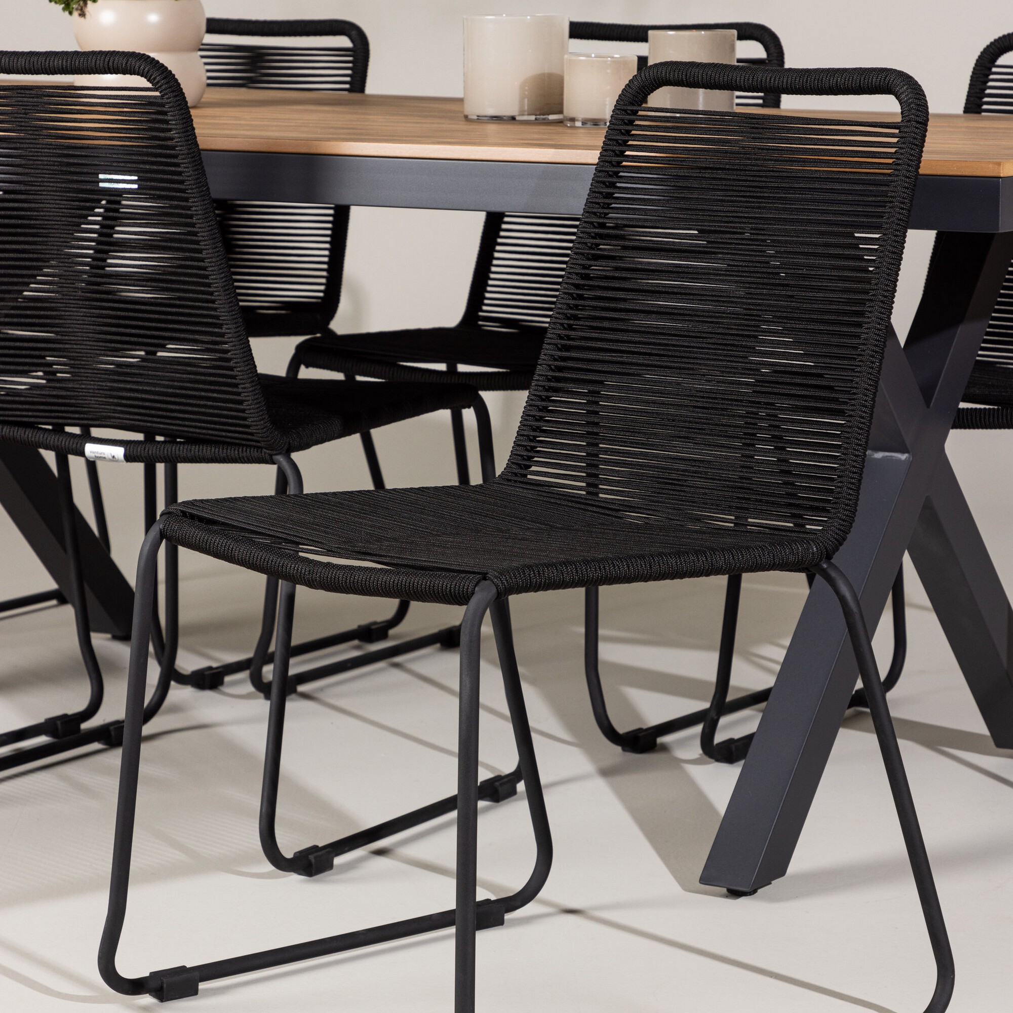 Trädgårdsgrupp Venture Home Garcia med 6 Lindos Trädgårdsstolar