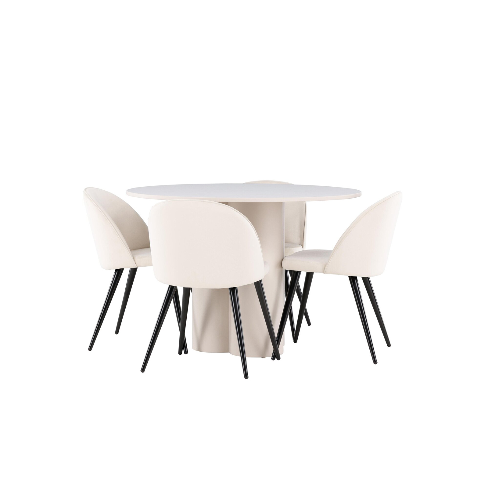 Matgrupp Venture Home Olivia Ø110 med 4 st Velvet Stolar