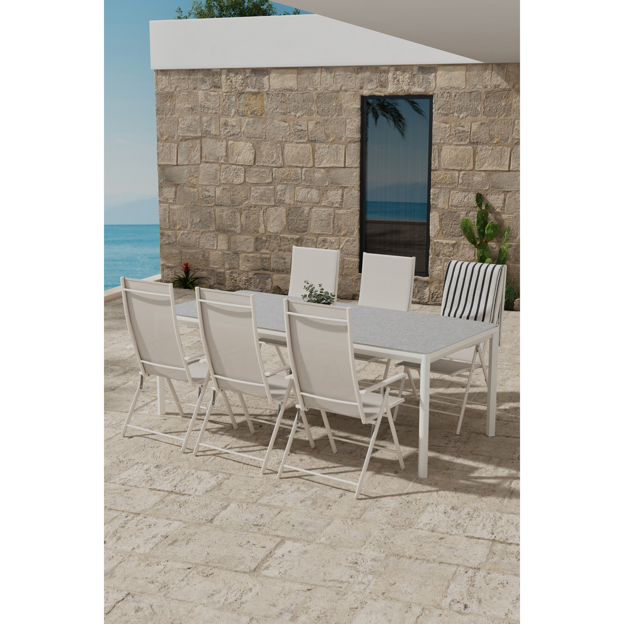 Matgrupp Utomhus Venture Home Lino 100x220 cm med 6 st Levanzo Trädgårdsstolar