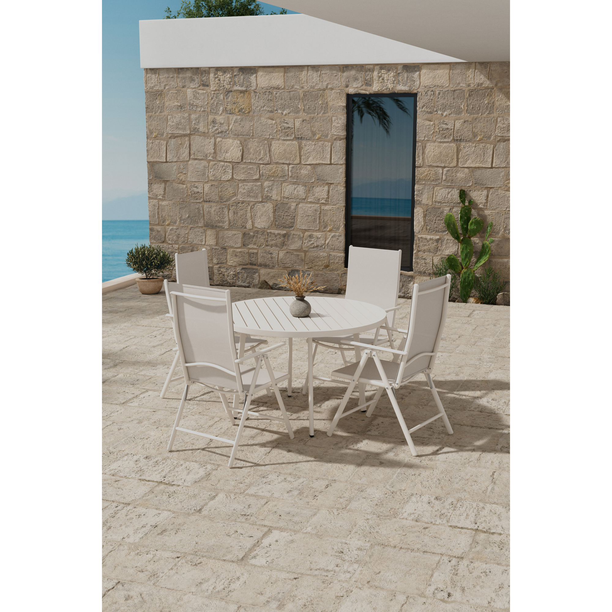 Matgrupp Utomhus Venture Home Giardini Ø120 cm med 4 st Break Trädgårdsstolar