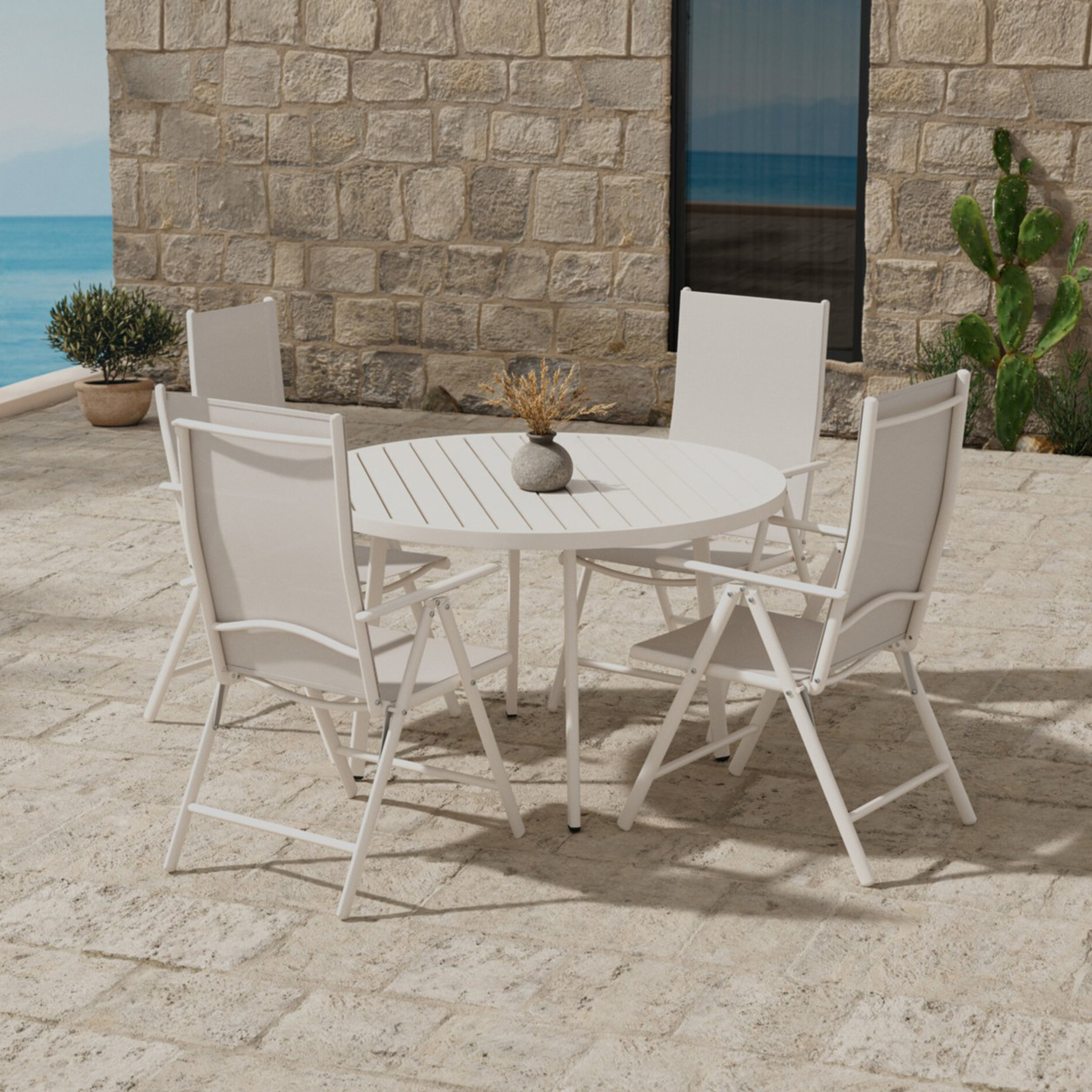 Matgrupp Utomhus Venture Home Giardini Ø120 cm med 4 st Break Trädgårdsstolar