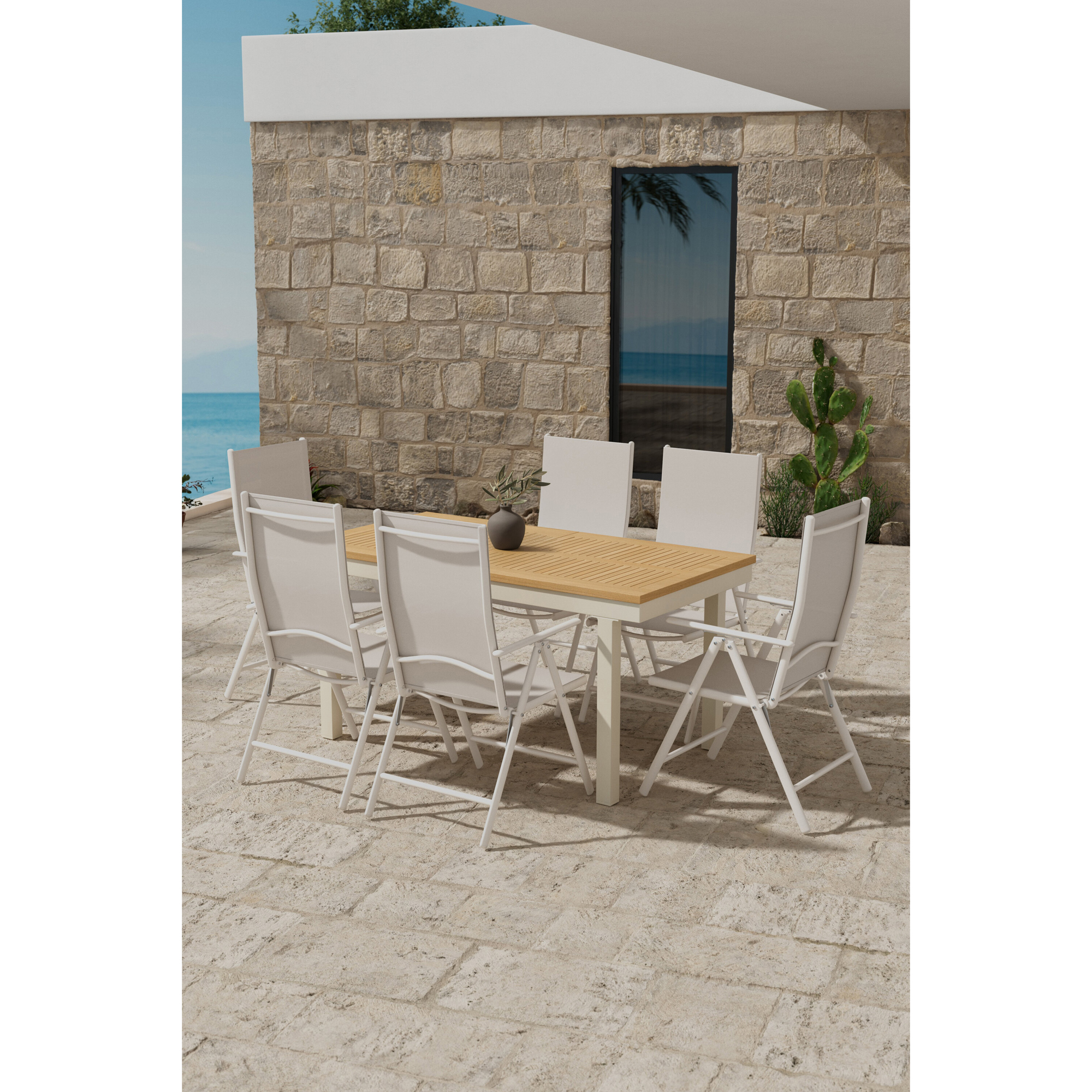 Matgrupp Utomhus Venture Home Panama 90x160 cm med 6 st Break Trädgårdsstolar