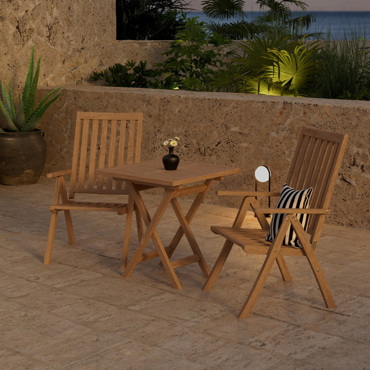 Matgrupp Utomhus Venture Home Kenya 70x70 cm med 2 st Kenya Trädgårdsstolar