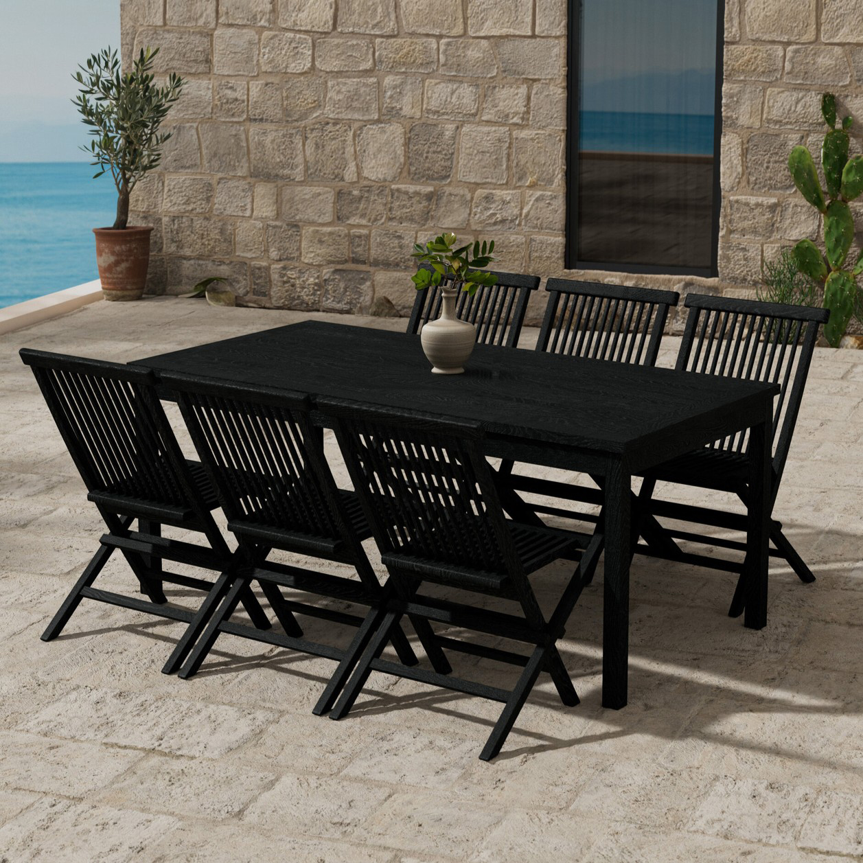 Matgrupp Utomhus Venture Home Kenya 90x180 cm med 6 st Kenya Trädgårdsstolar