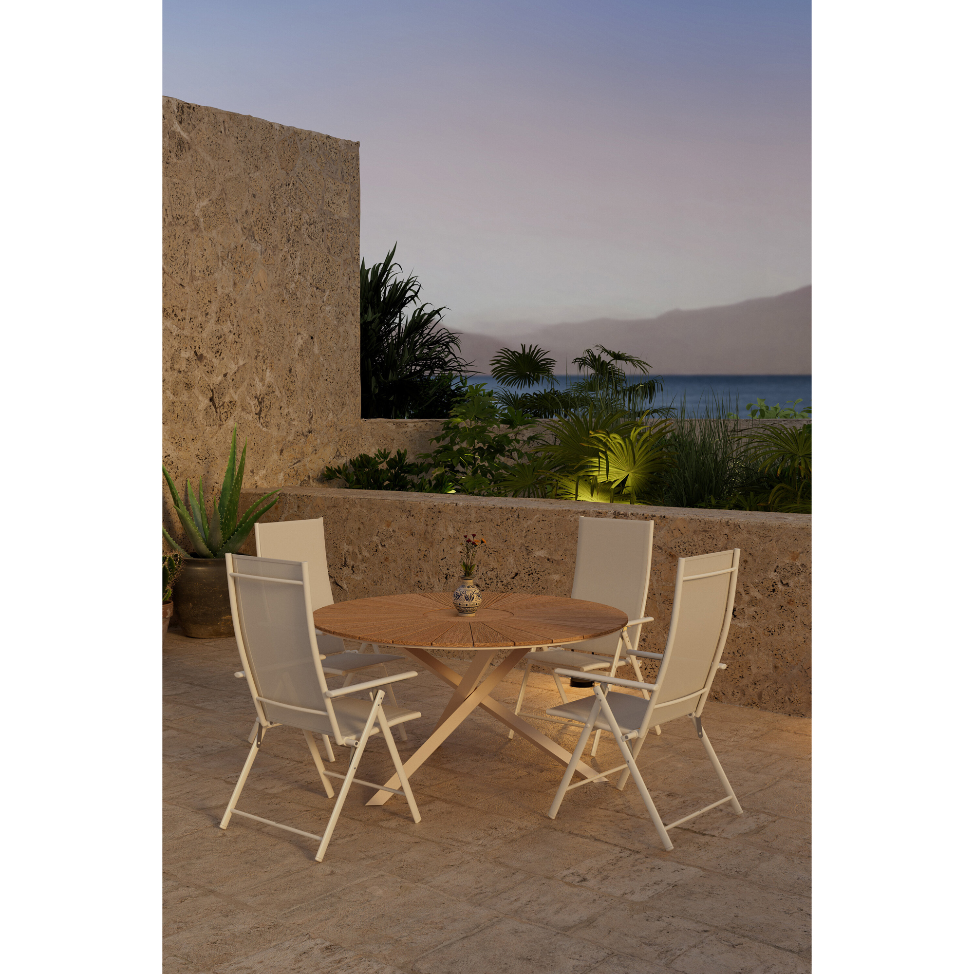 Matgrupp Utomhus Venture Home Mexico Ø140 cm med 4 st Levanzo Trädgårdsstolar