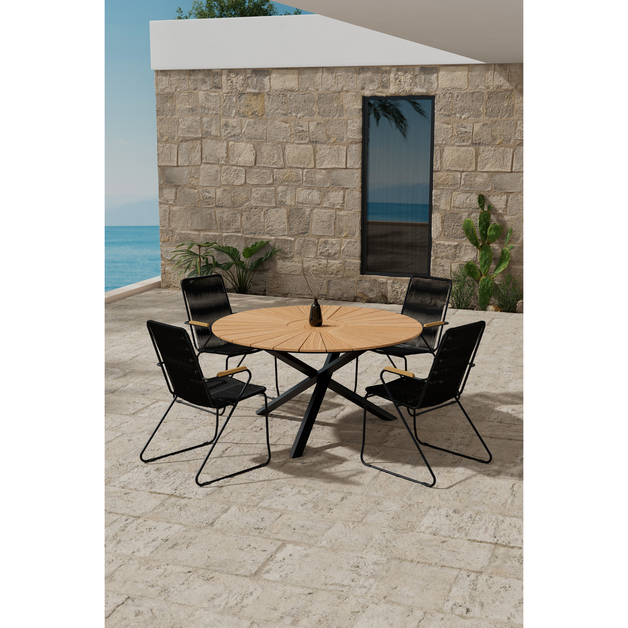 Matgrupp Utomhus Venture Home Mexico Ø140 cm med 4 st Bois Trädgårdsstolar