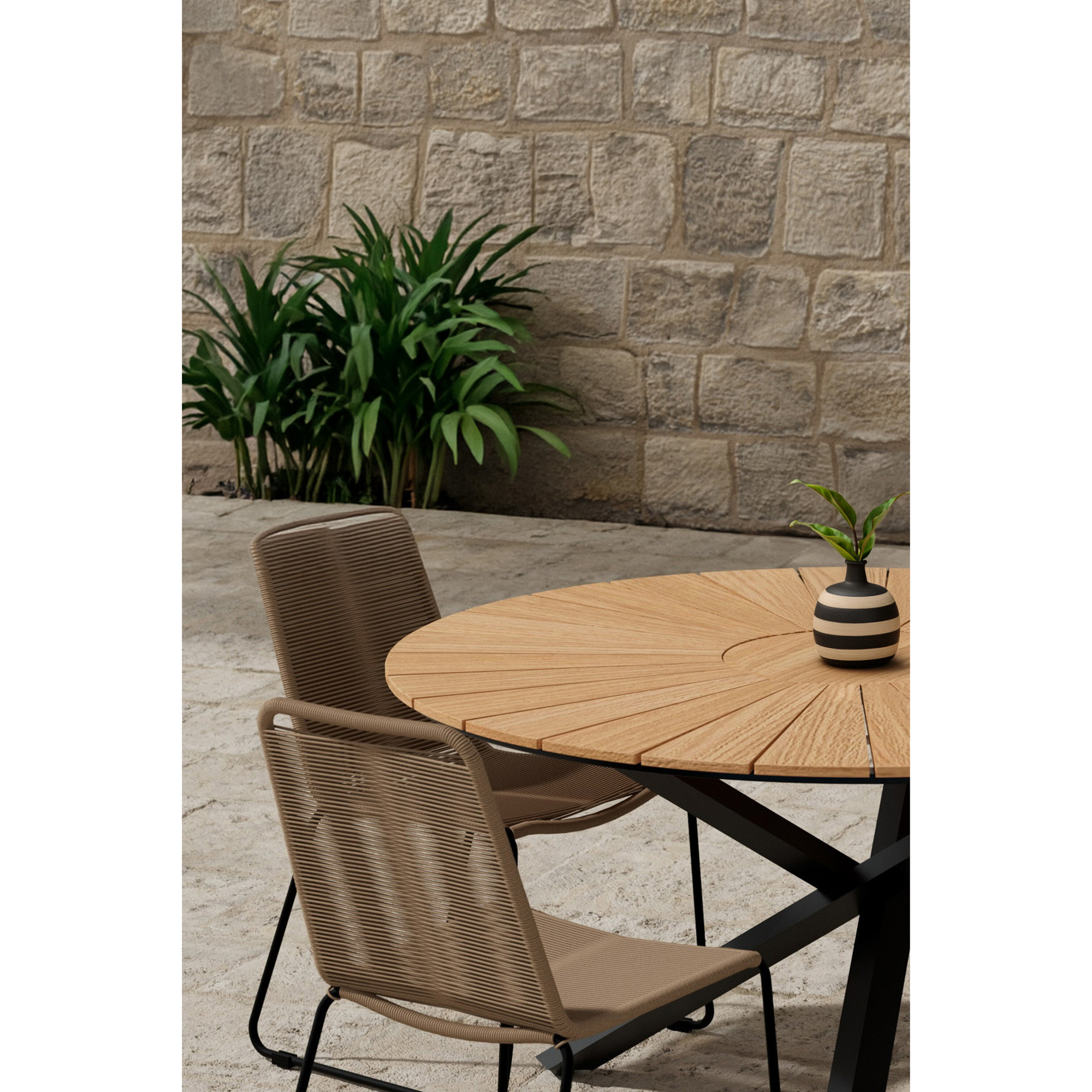 Matgrupp Utomhus Venture Home Mexico Ø140 cm med 4 st Lindos Trädgårdsstolar