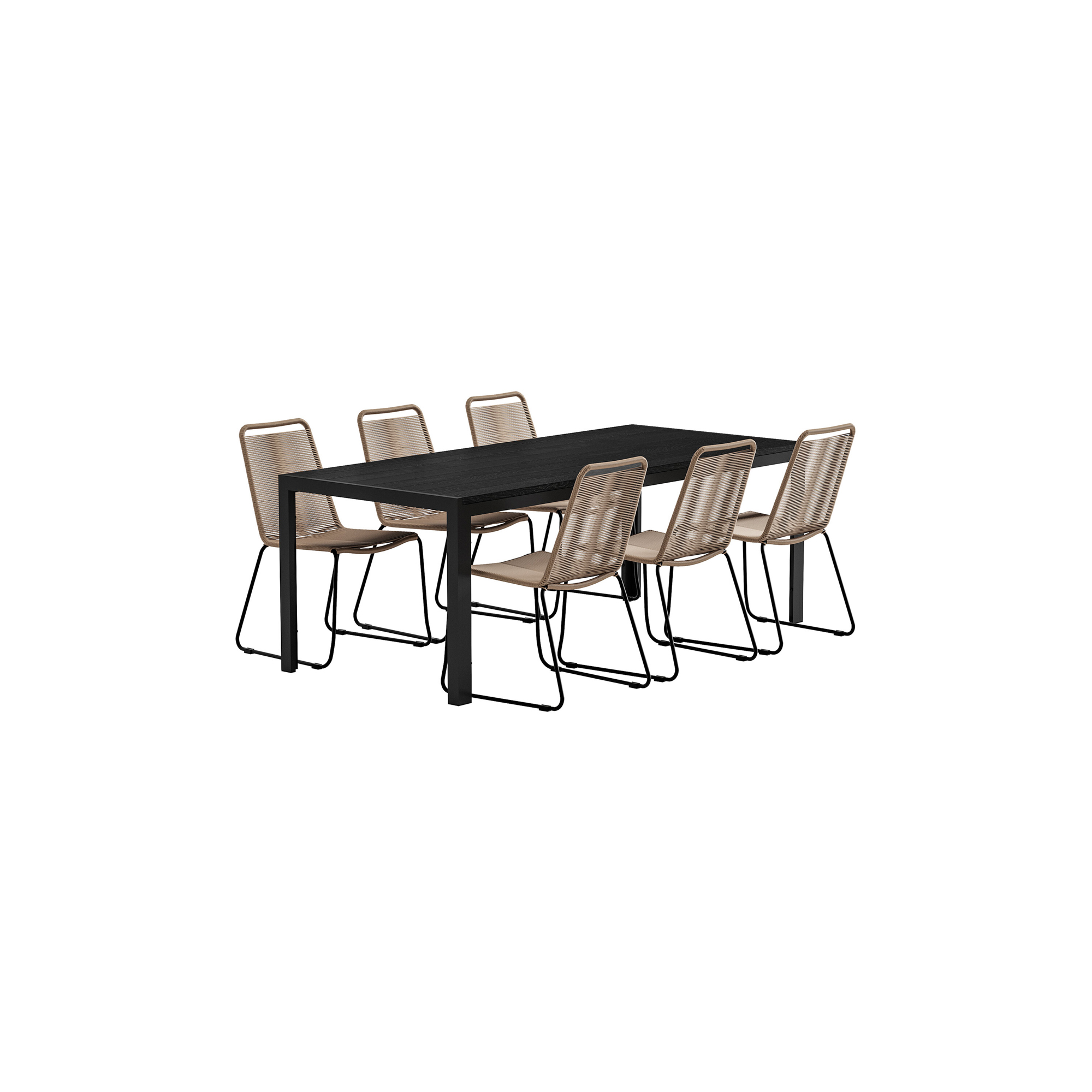 Matgrupp Utomhus Venture Home Mirko 90x205 cm med 6 st Lindos Trädgårdsstolar