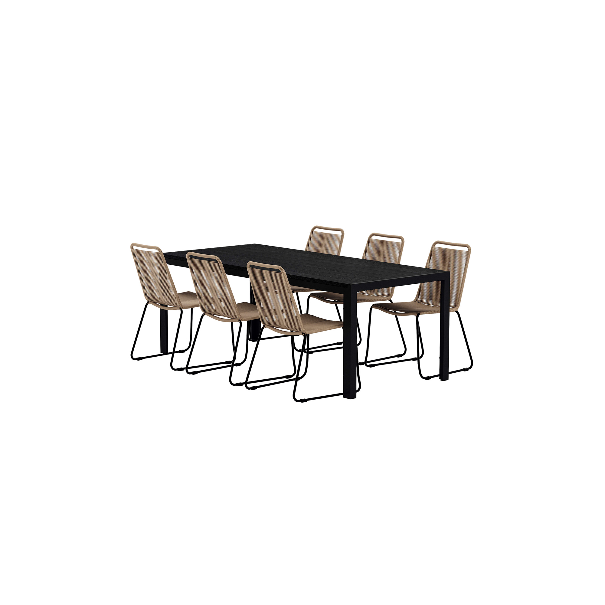 Matgrupp Utomhus Venture Home Mirko 90x205 cm med 6 st Lindos Trädgårdsstolar