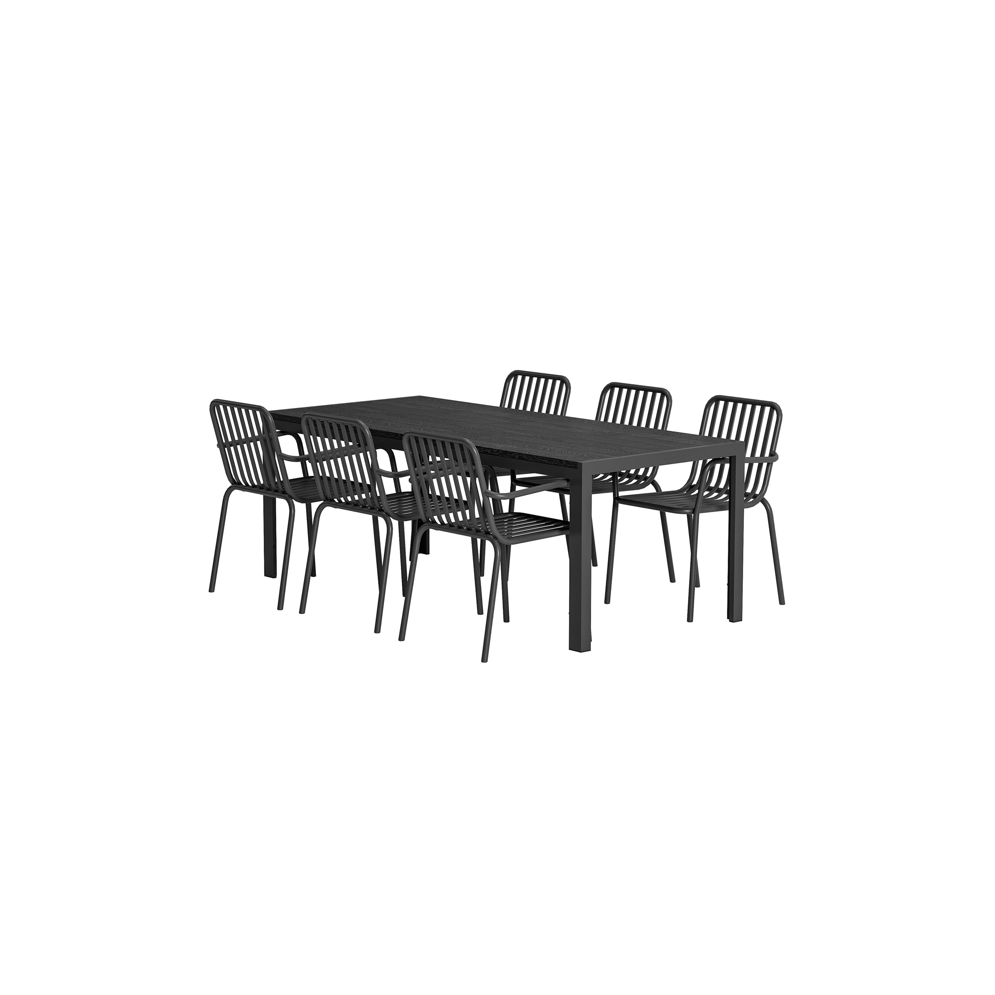 Matgrupp Utomhus Venture Home Mirko 90x205 cm med 6 st Peking Trädgårdsstolar