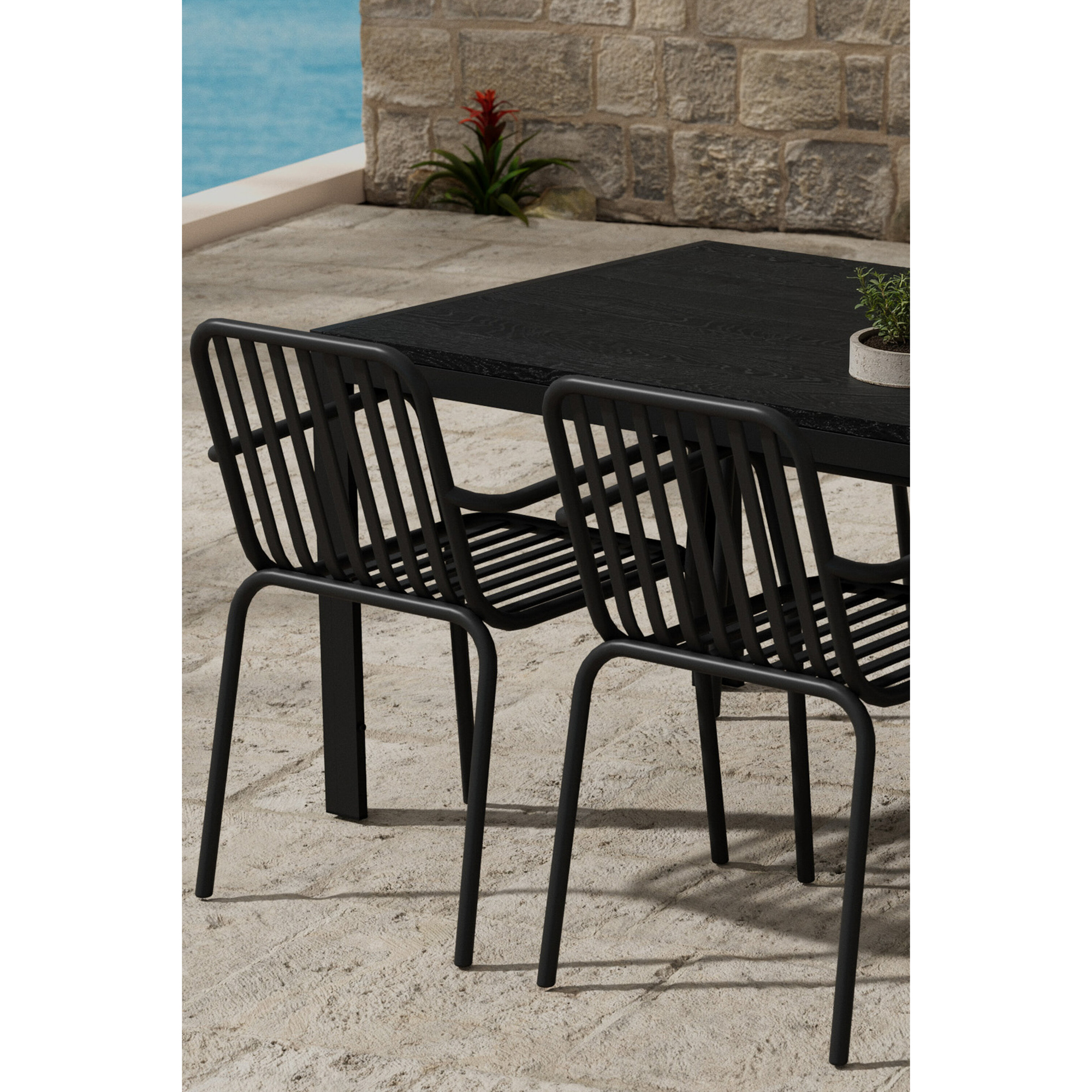 Matgrupp Utomhus Venture Home Mirko 90x205 cm med 6 st Peking Trädgårdsstolar