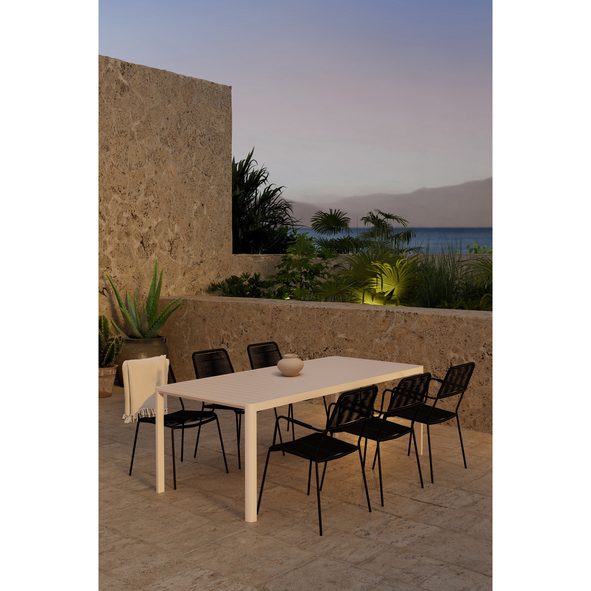 Matgrupp Utomhus Venture Home Giardini 90x200 cm med 6 st Lindos Trädgårdsstolar