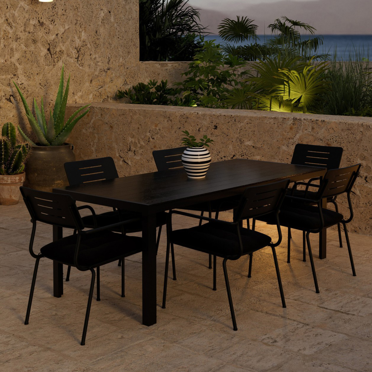 Matgrupp Utomhus Venture Home Break 90x205 cm med 6 st Nicke Trädgårdsstolar