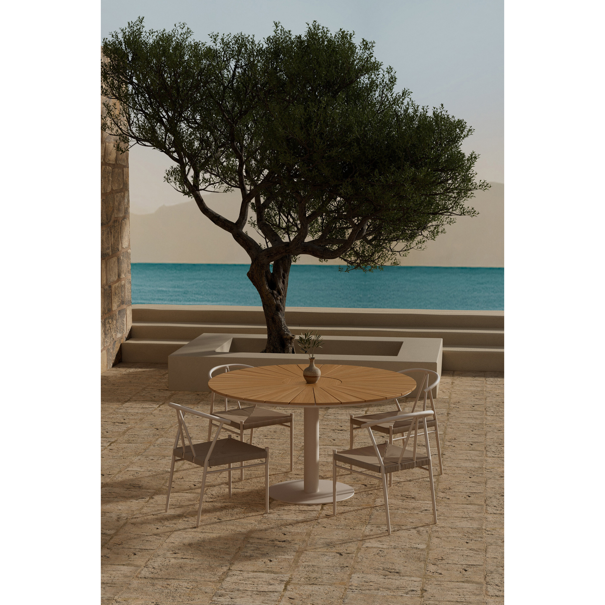 Matgrupp Utomhus Venture Home Croft Ø120 cm med 4 st Alfons Trädgårdsstolar