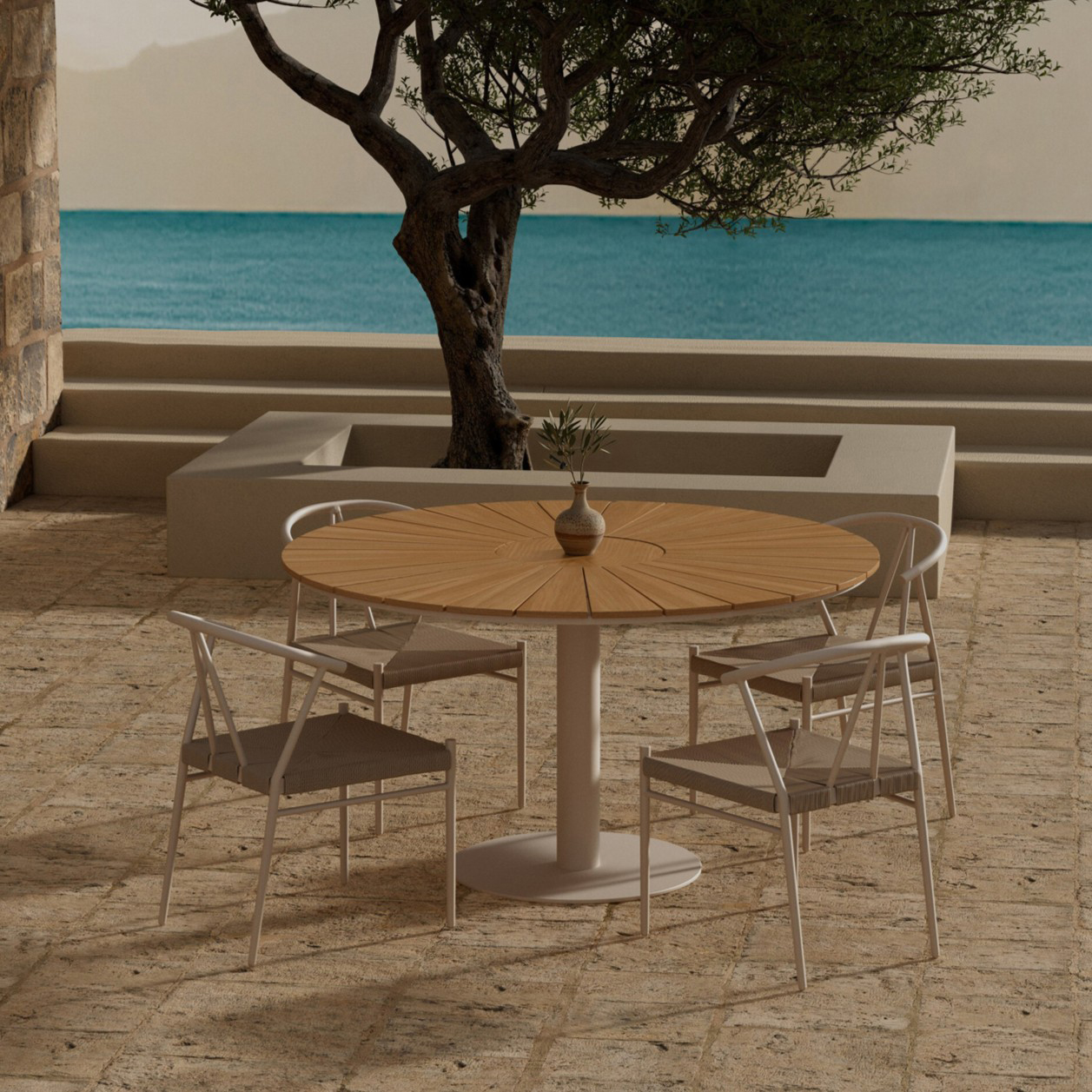 Matgrupp Utomhus Venture Home Croft Ø120 cm med 4 st Alfons Trädgårdsstolar