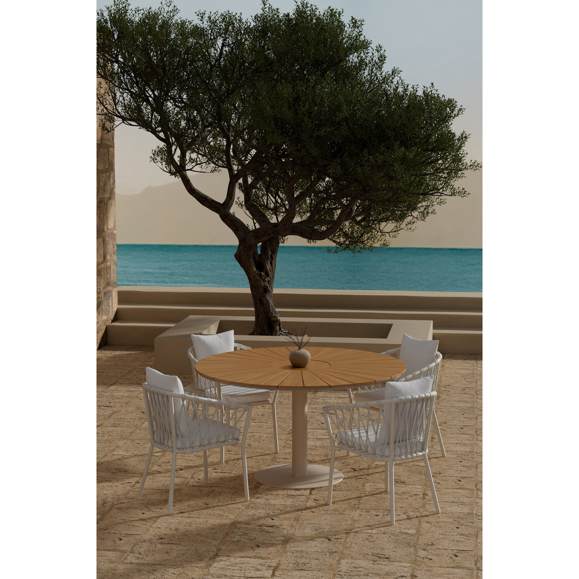 Matgrupp Utomhus Venture Home Croft Ø120 cm med 4 st Linos Trädgårdsstolar