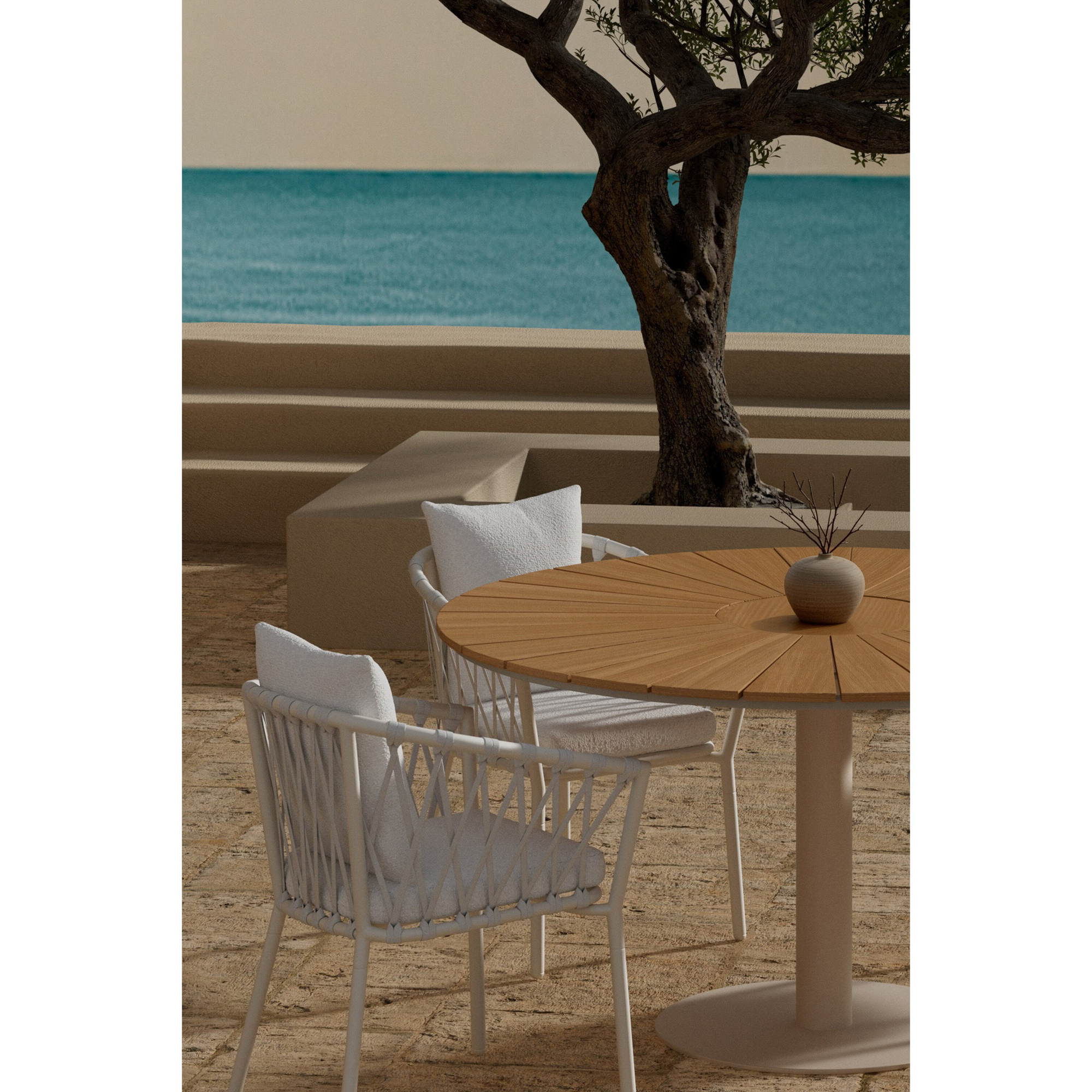 Matgrupp Utomhus Venture Home Croft Ø120 cm med 4 st Linos Trädgårdsstolar