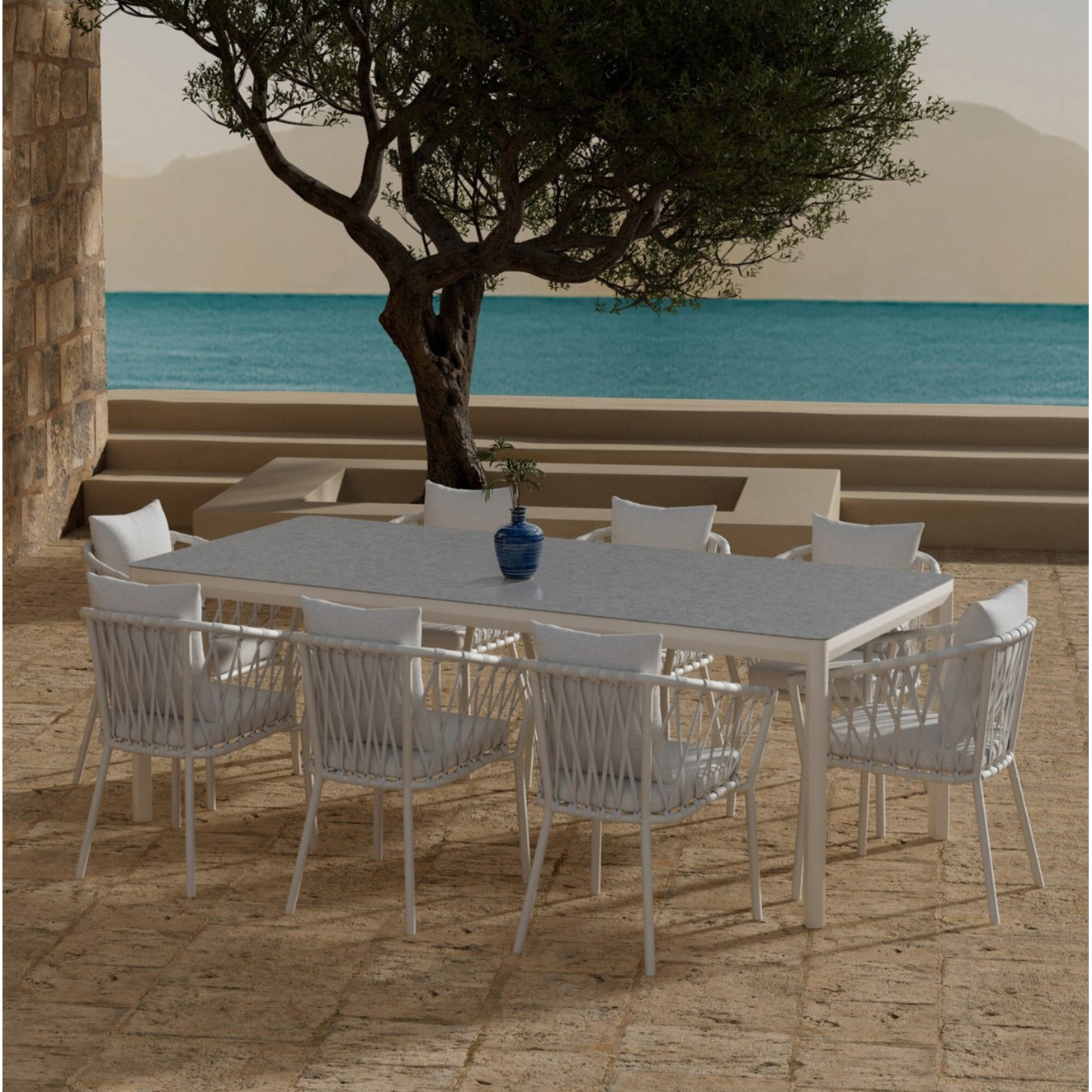 Matgrupp Utomhus Venture Home Lino 100x220 cm med 6 st Linos Trädgårdsstolar