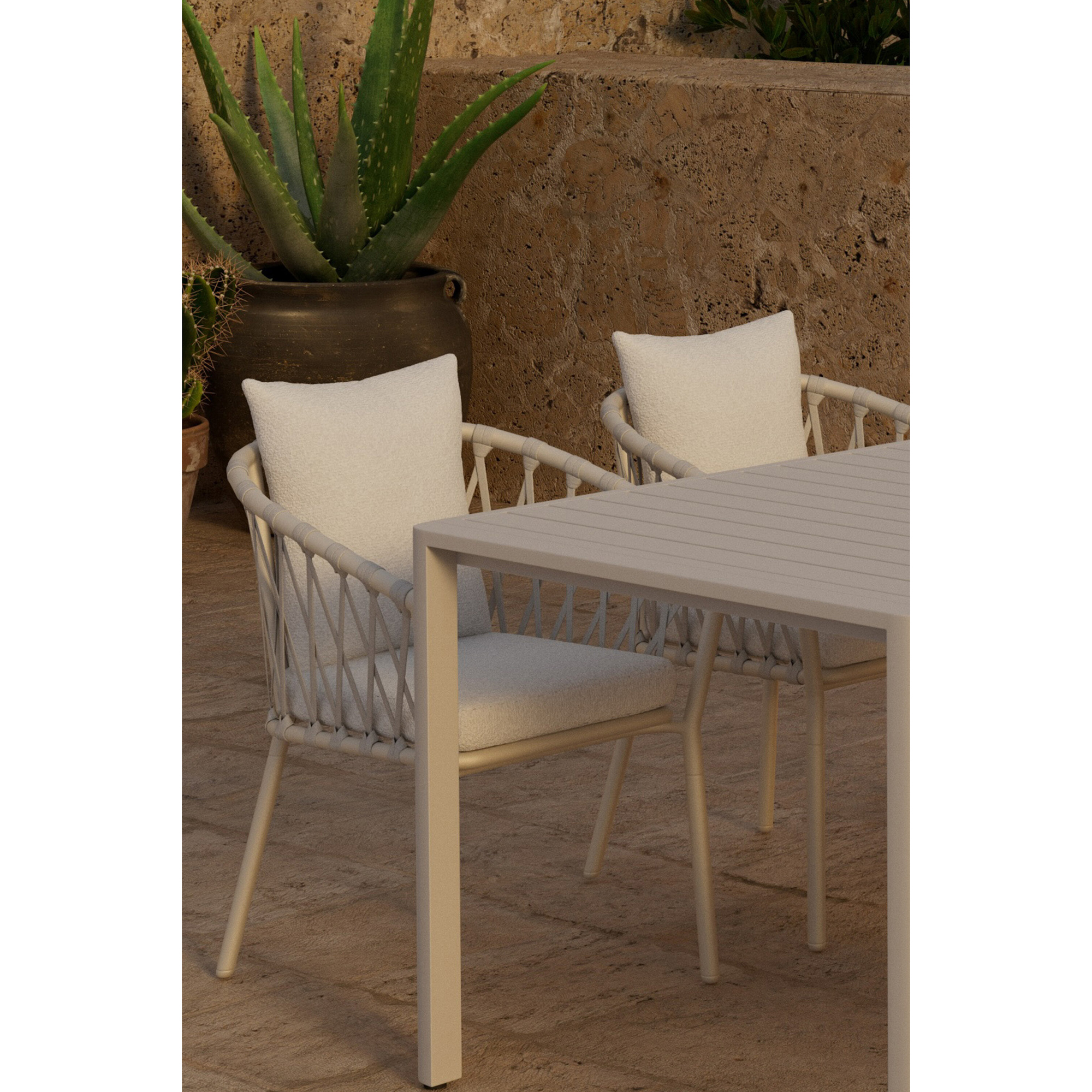 Matgrupp Utomhus Venture Home Giardini 90x200 cm med 6 st Linos Trädgårdsstolar