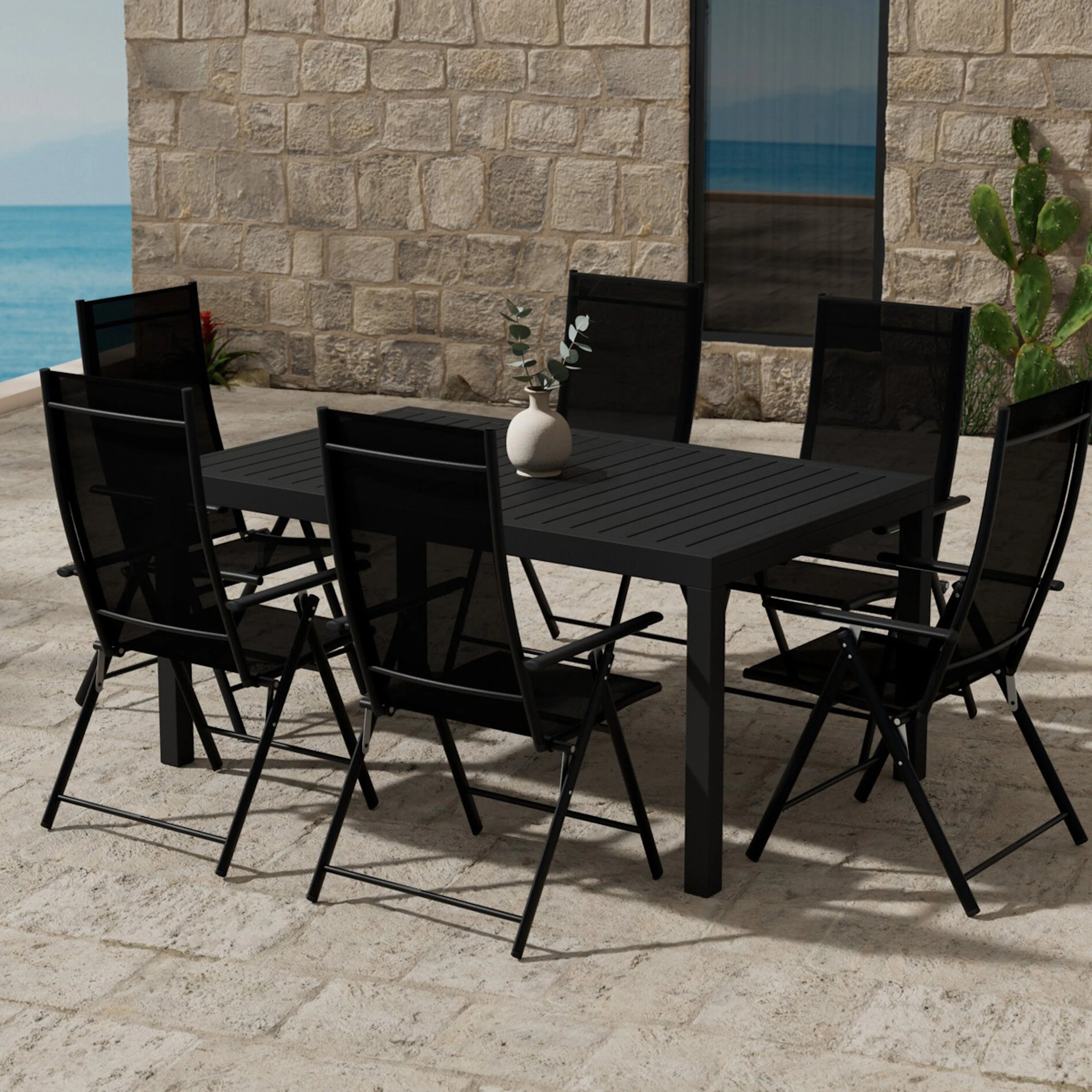 Matgrupp Utomhus Venture Home Capo 100x160 cm med 6 st Levanzo Trädgårdsstolar