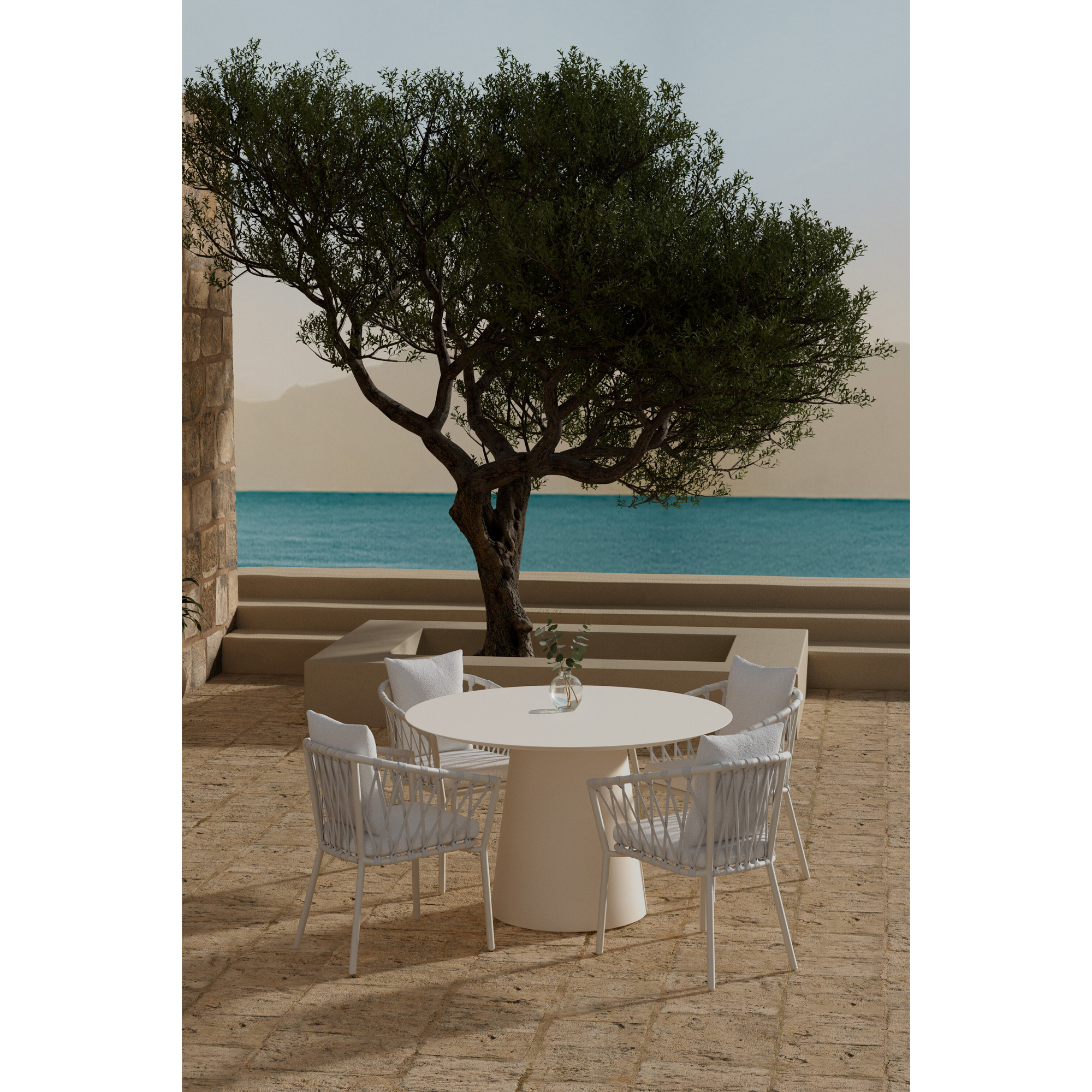 Matgrupp Utomhus Venture Home Lanzo Ø120 cm med 4 st Linos Trädgårdsstolar