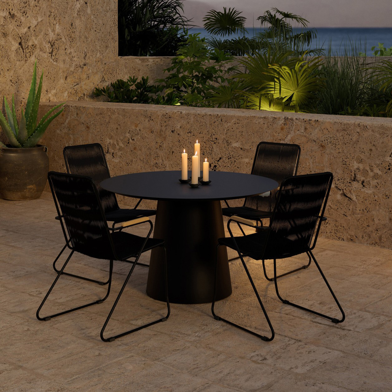 Matgrupp Utomhus Venture Home Lanzo Ø120 cm med 4 st Bois Trädgårdsstolar