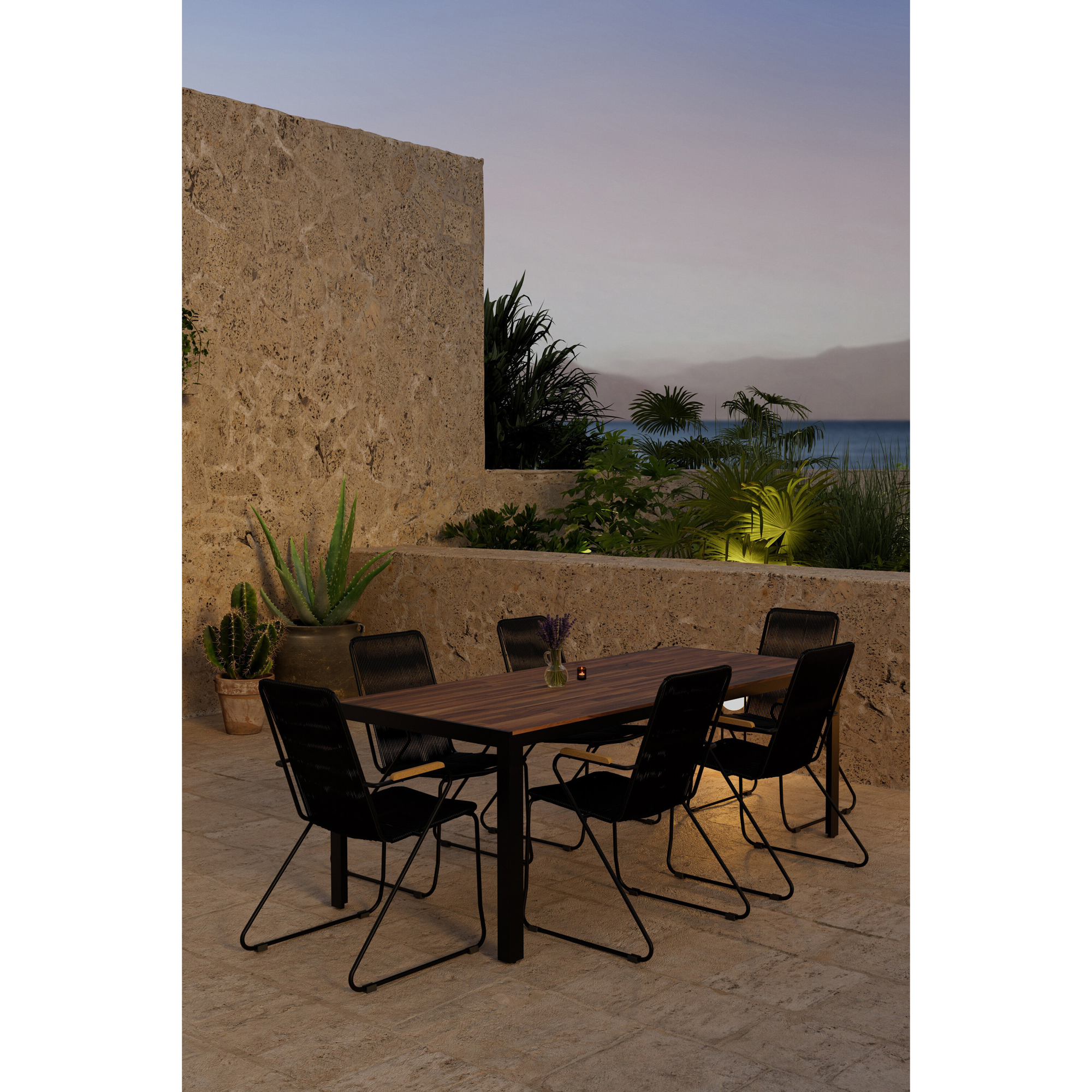 Matgrupp Utomhus Venture Home Bois 90x205 cm med 6 st Bois Trädgårdsstolar