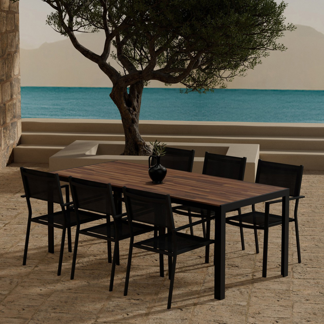 Matgrupp Utomhus Venture Home Bois 90x205 cm med 6 st Copacabana Trädgårdsstolar