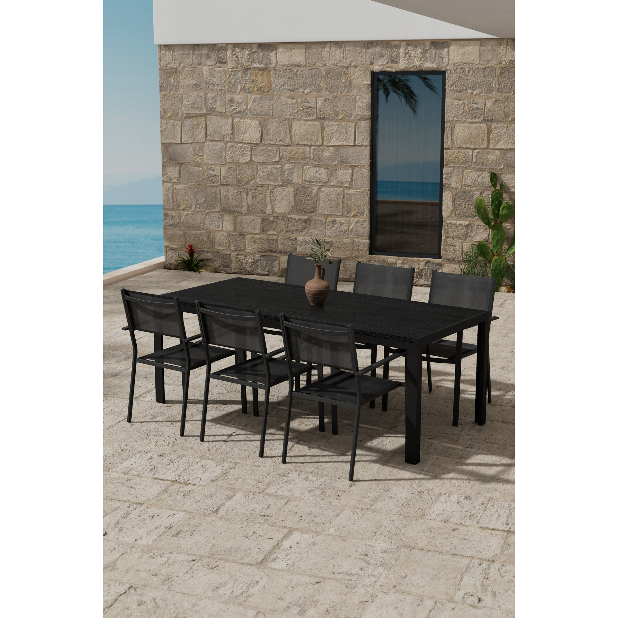 Matgrupp Utomhus Venture Home Mirko 90x205 cm med 6 st Copacabana Trädgårdsstolar