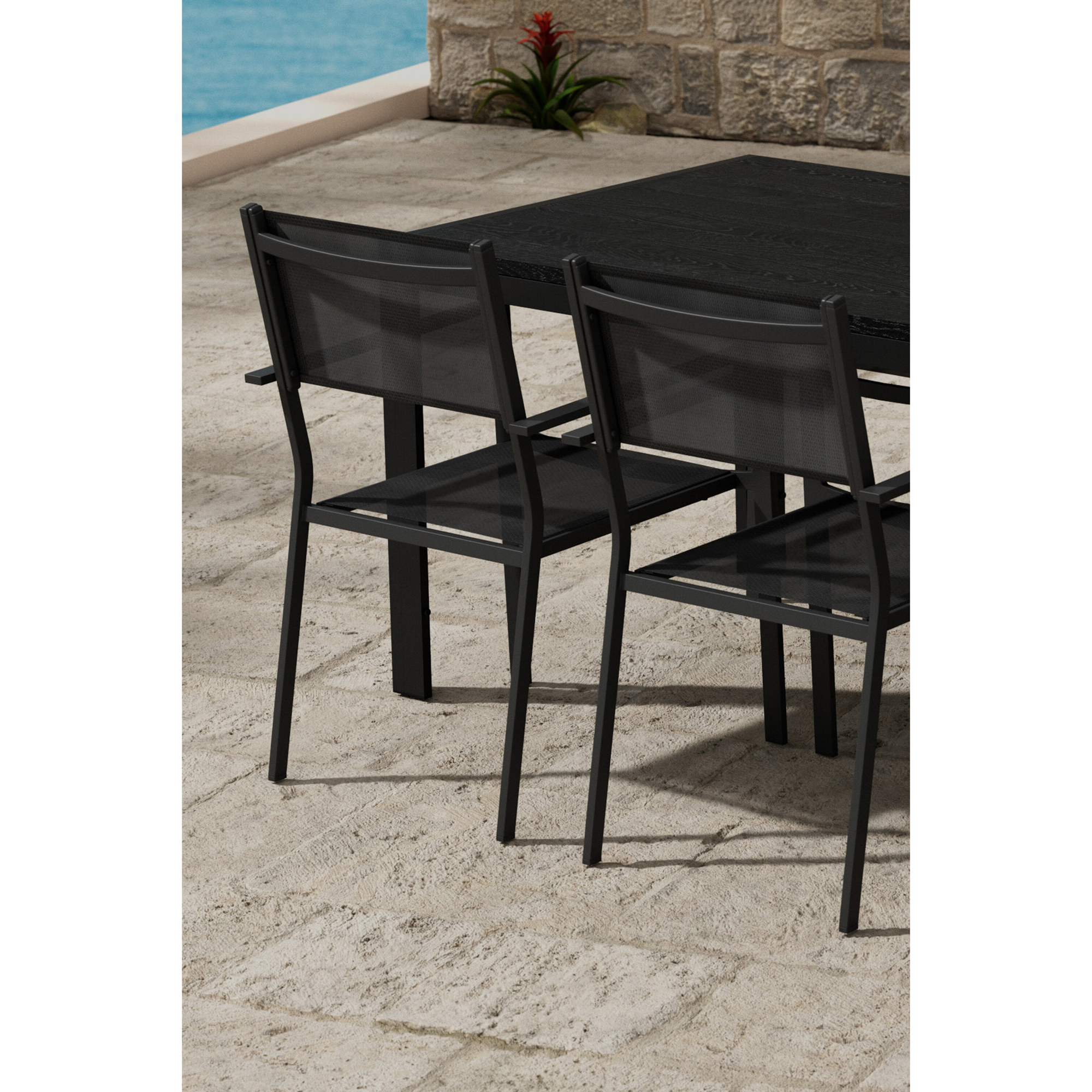 Matgrupp Utomhus Venture Home Mirko 90x205 cm med 6 st Copacabana Trädgårdsstolar