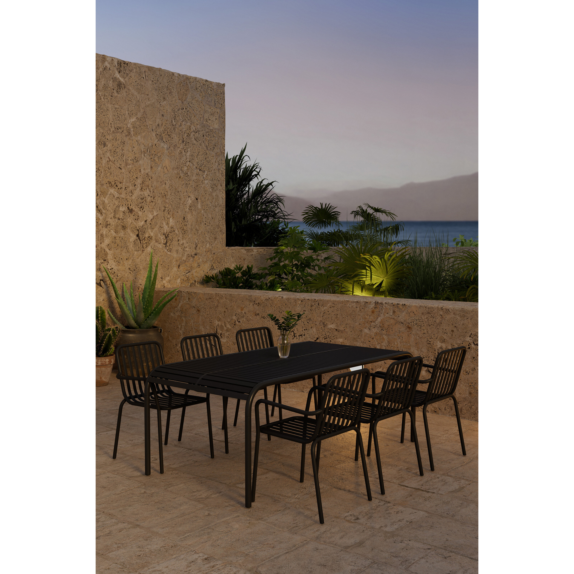 Matgrupp Utomhus Venture Home Borneo 100x200 cm med 6 st Peking Trädgårdsstolar