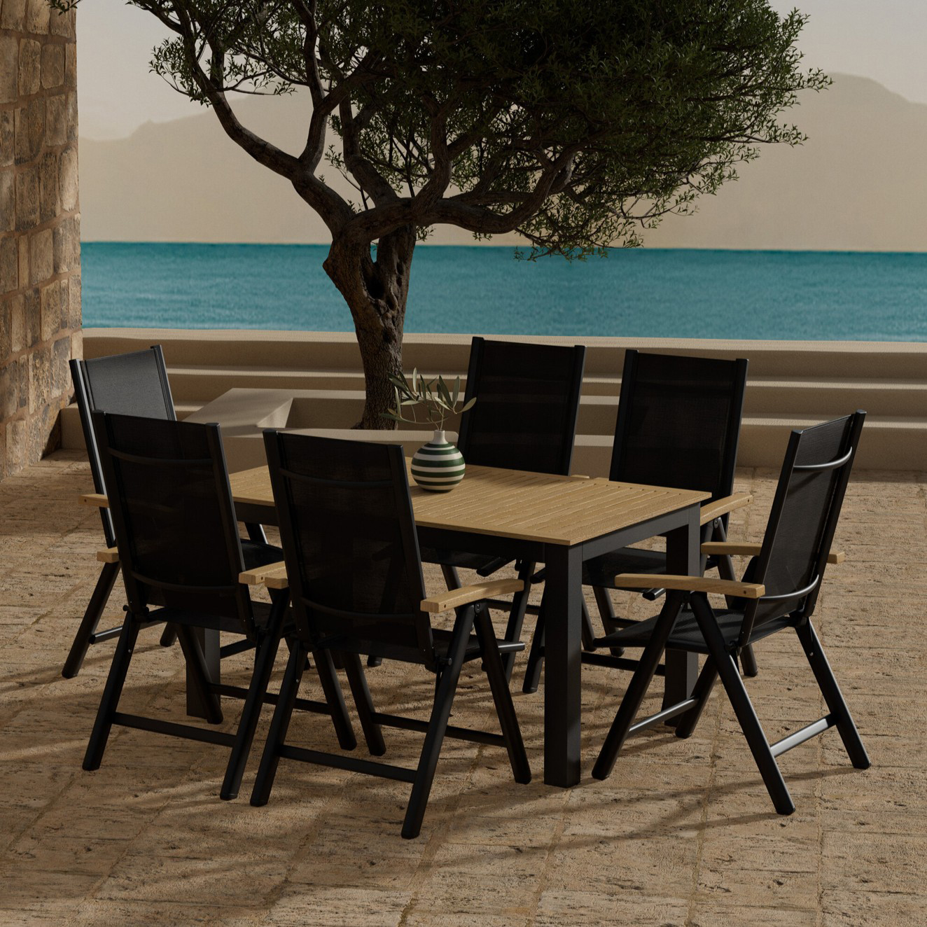 Matgrupp Utomhus Venture Home Panama 90x150 cm med 6 st Panama Trädgårdsstolar