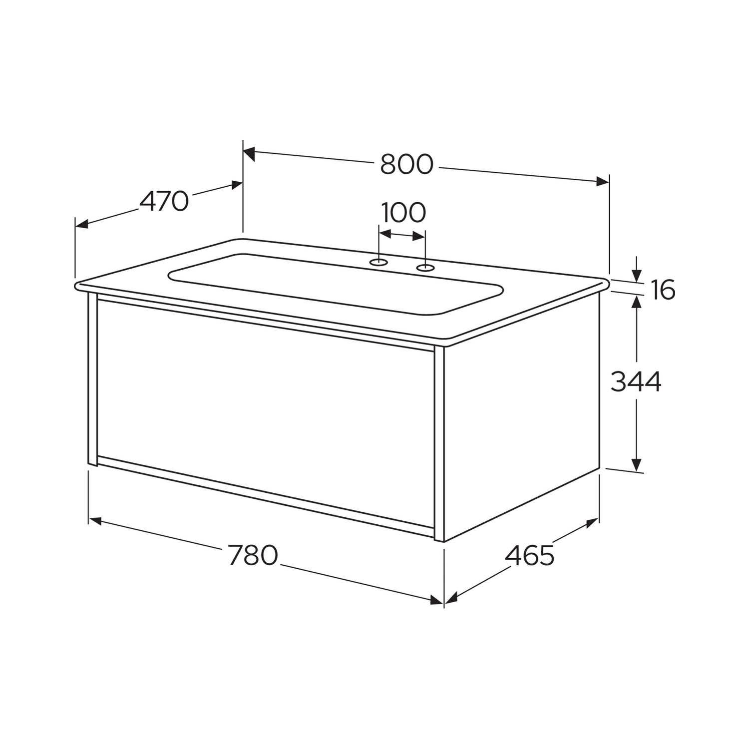 Tvättställskåp Gustavsberg Ducentic 80 cm med Tvättställ i Porslin
