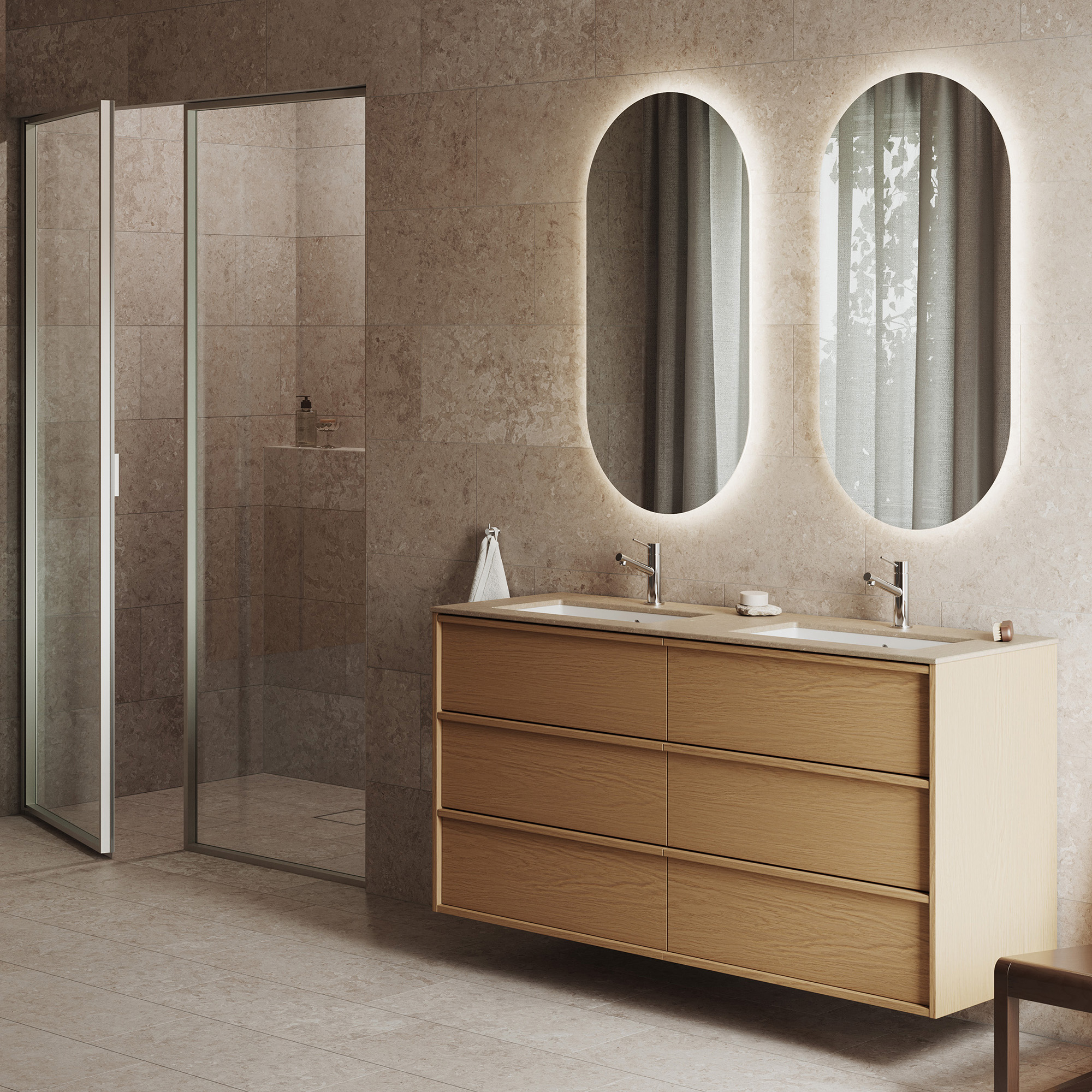 Tvättställsskåp INR Terra Carve Dubbel med 6 Lådor