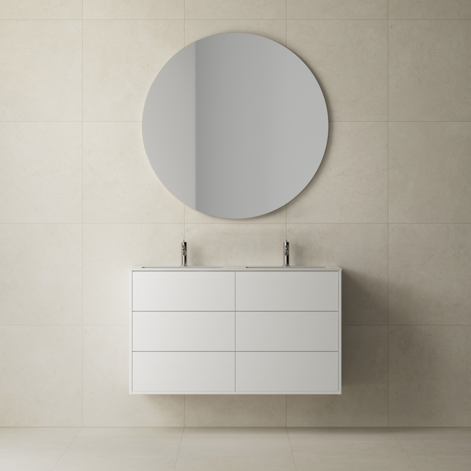 Tvättställsskåp INR Terra Solid Dubbel med 6 Lådor