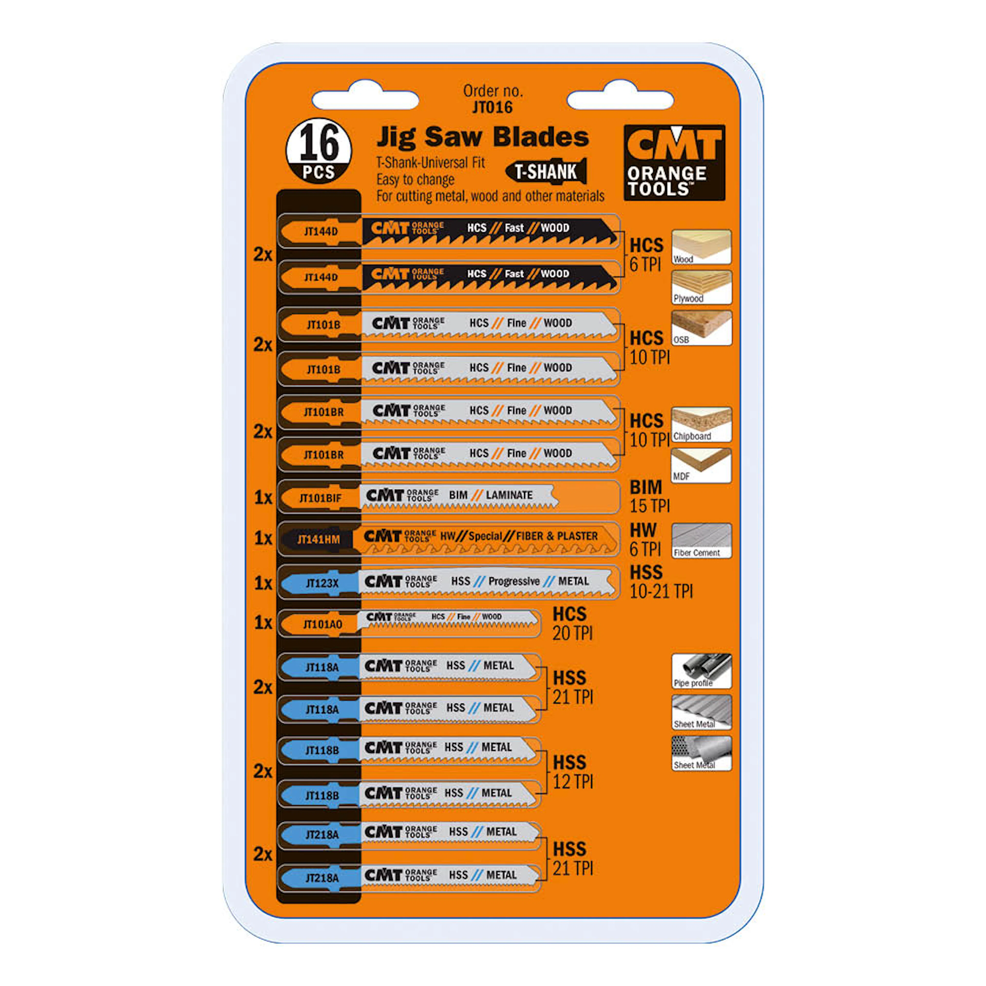 Sticksågblad CMT Orange Tools Set 16 st