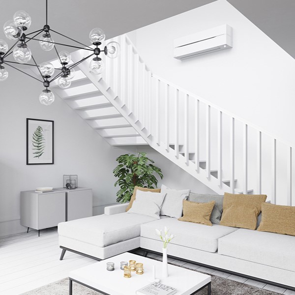 Luftvärmepump Mitsubishi Electric Hero 2.0 LN25 6,3kW Värme SCOP 5,2 Paket med Markstativ