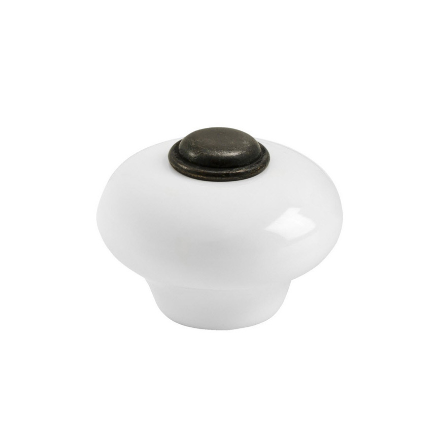 Knopp Beslag Design 409 Vit/Antik