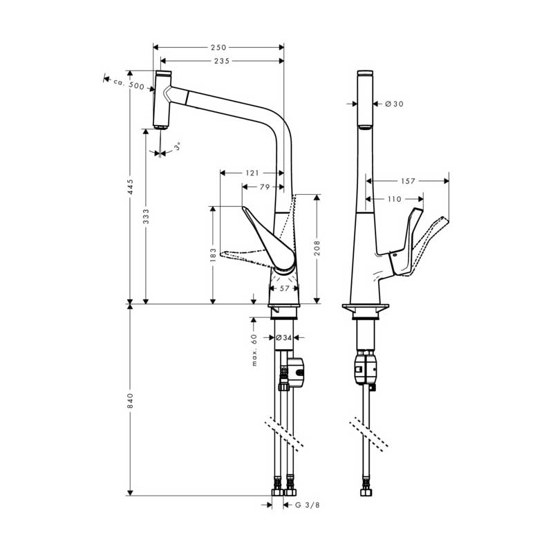 Köksblandare Hansgrohe Metris Select 320 med Utdragbar Pip